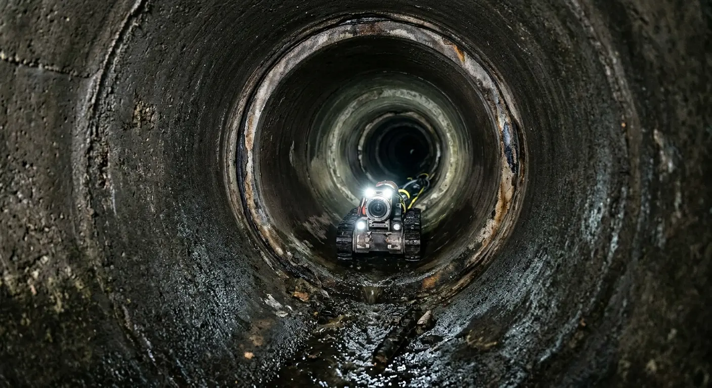 Robotic sewer camera inspecting pipe interior for Drain Snake Service in Chester